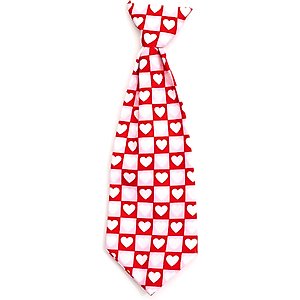 The Worthy Dog Valentine's Day Colorblock Hearts Dog Neck Tie, Red, Small