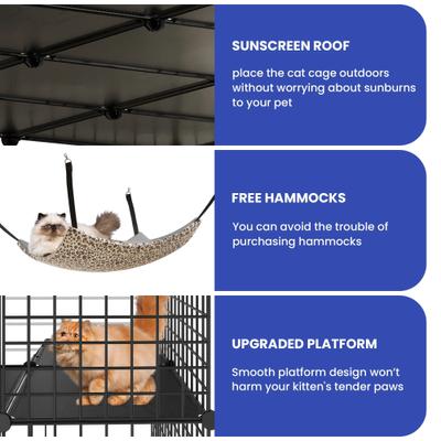 Show full view: Yitahome DIY Cat Playpen with Roof Hammock, Black slide 7 of 8