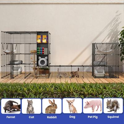 Show full view: Yitahome DIY Cat Playpen with Roof Hammock, Black slide 4 of 8