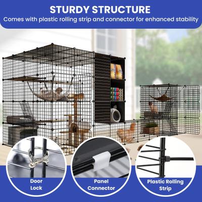 Show full view: Yitahome DIY Cat Playpen with Roof Hammock, Black slide 3 of 8