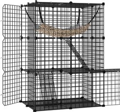 Yitahome DIY Cat Playpen with Roof Hammock, Black