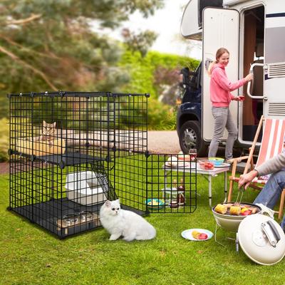 Show full view: Yitahome 2-Tier DIY Travel Cat Playpen, Black slide 5 of 7