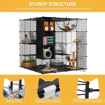 Show full view: Yitahome 4-Tier DIY Outdoor Cat Playpen, Black slide 5 of 6