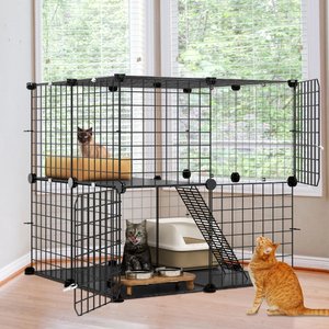Yitahome 2-Tier DIY Travel Cat Playpen, Black