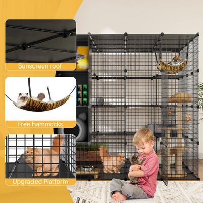 Show full view: Yitahome 4-Tier DIY Outdoor Cat Playpen, Black slide 4 of 6