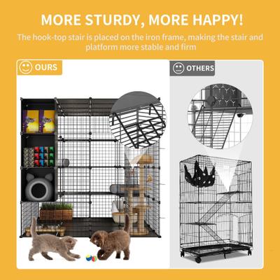 Show full view: Yitahome 4-Tier DIY Outdoor Cat Playpen, Black slide 3 of 6