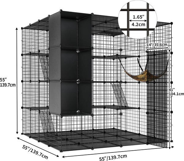 Yitahome 4-Tier DIY Outdoor Cat Playpen, Black