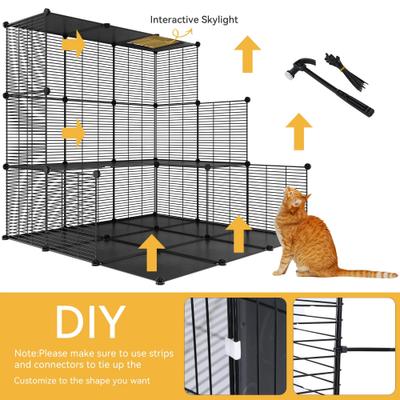 Show full view: Yitahome 4-Tier Outdoor Metal Detachable Cat Playpen, Black slide 6 of 7