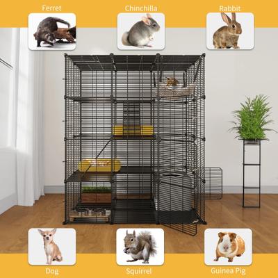 Show full view: Yitahome 4-Tier Outdoor Metal Detachable Cat Playpen, Black slide 4 of 7