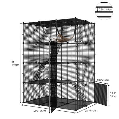 Show full view: Yitahome 4-Tier Outdoor Metal Detachable Cat Playpen, Black slide 3 of 7