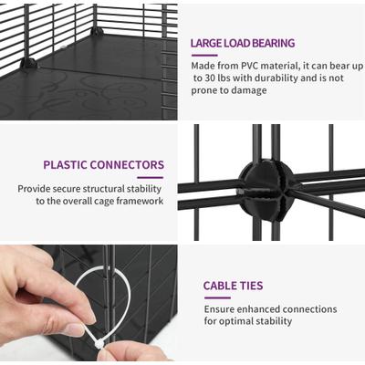 Show full view: Yitahome 2-Tier DIY Cat Playpen, Black, 28 x 14 x 28-in slide 6 of 8