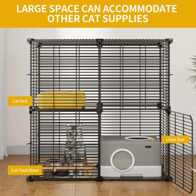 Show full view: Yitahome 2-Tier DIY Cat Playpen, Black, 28 x 14 x 28-in slide 5 of 8