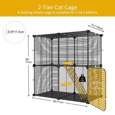 Show full view: Yitahome 2-Tier DIY Cat Playpen, Black, 28 x 14 x 28-in slide 4 of 8