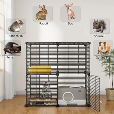 Show full view: Yitahome 2-Tier DIY Cat Playpen, Black, 28 x 14 x 28-in slide 3 of 8