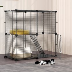 Yitahome 2-Tier DIY Cat Playpen, Black, 28 x 14 x 28-in