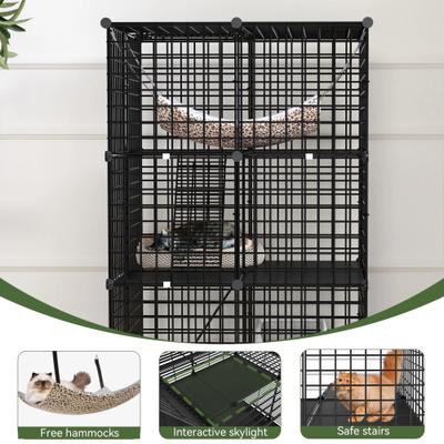 Show full view: Yitahome 3-Tier DIY Metal Cat Playpen, Black, 28 x 28 x 41-in slide 4 of 7