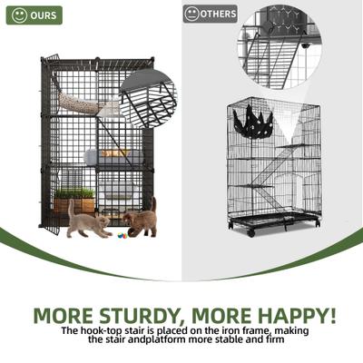 Show full view: Yitahome 3-Tier DIY Metal Cat Playpen, Black, 28 x 28 x 41-in slide 5 of 7
