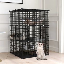 Yitahome 3-Tier DIY Metal Cat Playpen, Black, 28 x 28 x 41-in