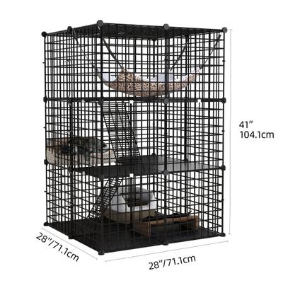 Show full view: Yitahome 3-Tier DIY Metal Cat Playpen, Black, 28 x 28 x 41-in slide 3 of 7
