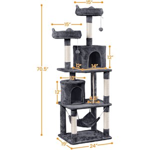 Yaheetech Multi-Level Sisal Cat Tree, 70.5-inch, Dark Gray