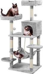 Yaheetech 59-in Plush Cat Tree & Condo, Light Gray slide 1 of 6