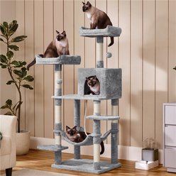 Yaheetech 59-in Plush Cat Tree & Condo, Light Gray slide 2 of 6