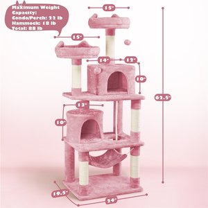 Yaheetech Multi-Level Sisal Cat Tree, 62.2-in, Pink