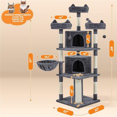 Show full view: Yaheetech 69-in Multi-Level Cat Tree, Dark Gray slide 4 of 9