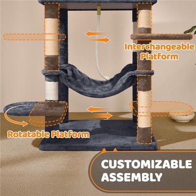 Show full view: Yaheetech 59-in Plush Cat Tree & Condo, Dark Gray slide 6 of 7