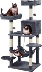 Yaheetech 59-in Plush Cat Tree & Condo, Dark Gray