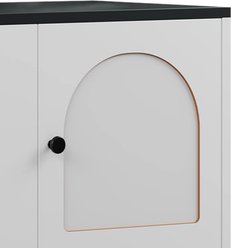 Yitahome Dual-Room Wooden Cat Litter Box Enclosure with Scratching Posts, White slide 2 of 8