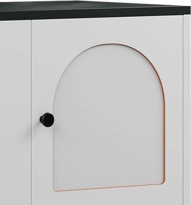 Show full view: Yitahome Dual-Room Wooden Cat Litter Box Enclosure with Scratching Posts, White slide 9 of 10