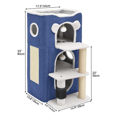 Show full view: Yitahome 3-Tier Indoor Cat House with Scratching Post, Blue slide 3 of 6