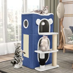 Yitahome 3-Tier Indoor Cat House with Scratching Post, Blue