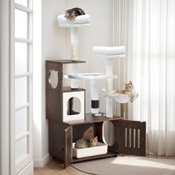 Yitahome 2-in-1 59-in Sisal Cat Tree with Litterbox Enclosure, White