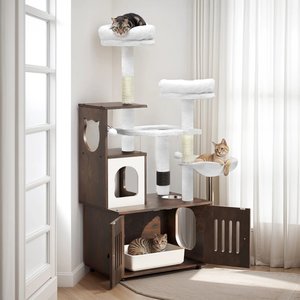 Yitahome 2-in-1 59-in Sisal Cat Tree with Litterbox Enclosure, White