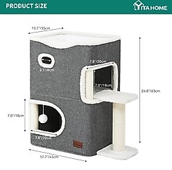 Yitahome 2-Level Cat Bed with Scratching Post, Grey slide 2 of 7