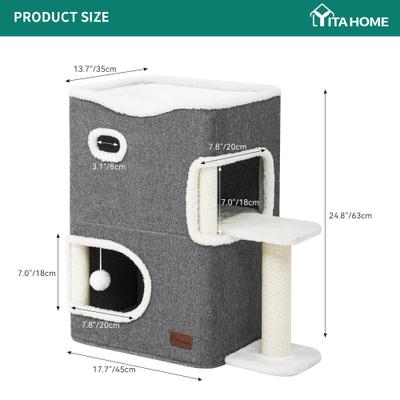 Show full view: Yitahome 2-Level Cat Bed with Scratching Post, Grey slide 7 of 8
