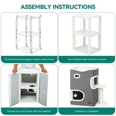 Show full view: Yitahome 2-Level Cat Bed with Scratching Post, Grey slide 5 of 8