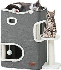 Yitahome 2-Level Cat Bed with Scratching Post, Grey