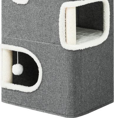 Show full view: Yitahome 2-Level Cat House with Scratching Post, Grey slide 6 of 7