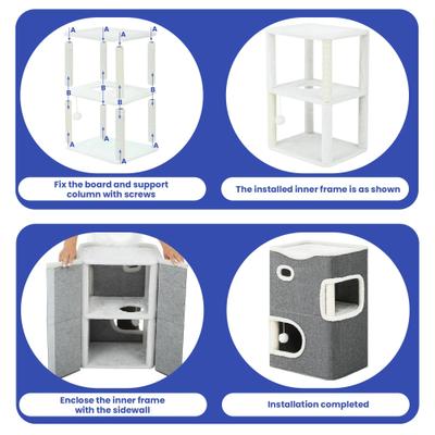 Show full view: Yitahome 2-Level Cat House with Scratching Post, Grey slide 5 of 7