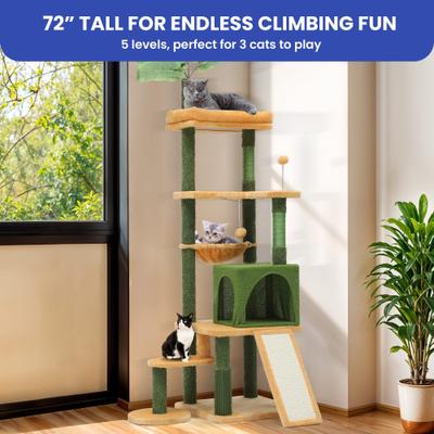Show full view: Yitahome 72.8-in Sisal Cat Tree, Green slide 4 of 10