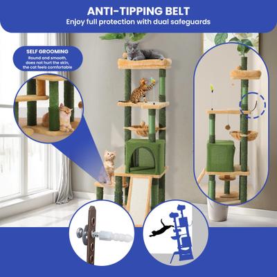 Show full view: Yitahome 72.8-in Sisal Cat Tree, Green slide 3 of 10