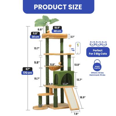 Show full view: Yitahome 72.8-in Sisal Cat Tree, Green slide 2 of 10