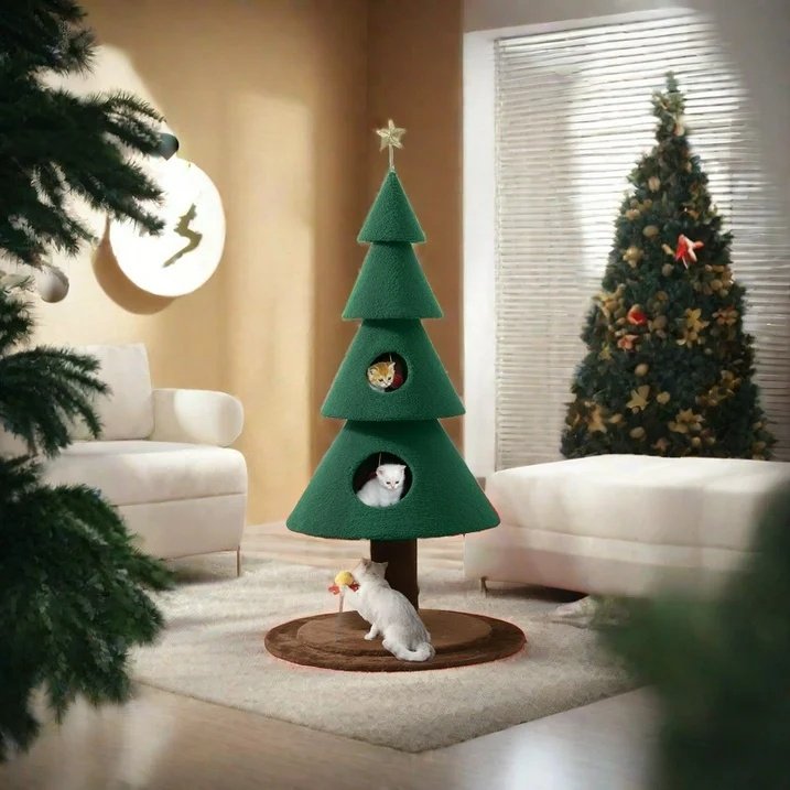 Yitahome 60-in Sisal Christmas Cat Tree, Green
