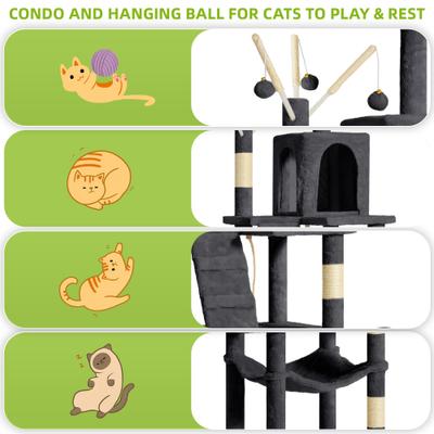 Show full view: Yitahome 64.5-in Sisal Cat Tree, Black slide 4 of 6