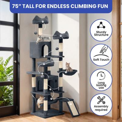 Show full view: Yitahome 75-in Sisal Cat Tree, Grey slide 8 of 9