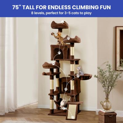 Show full view: Yitahome 75-in Sisal Cat Tree & Condo, Brown slide 4 of 8