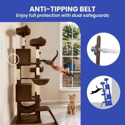 Show full view: Yitahome 75-in Sisal Cat Tree & Condo, Brown slide 3 of 8